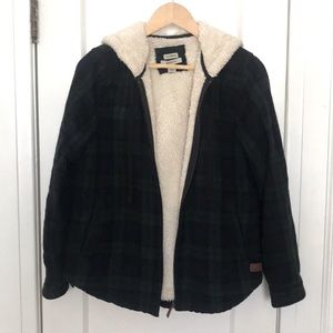 L.L. Bean Flannel Plaid Sherpa Lined Hoodie